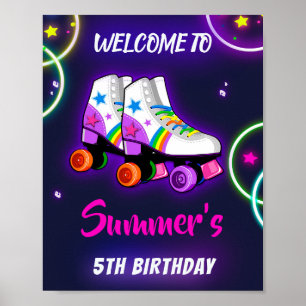 Roller Skate Begrüßung Party Zeichen Girl sk8 Post Poster
