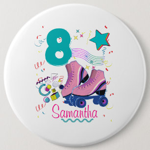 Roller Skate Birthday Girl Retro Skaten Button