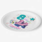 Roller Skate Birthday Girl Retro Skaten Pappteller (Schrägansicht)