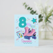 Roller Skate Birthday Girl Retro Skaten Postkarte (Stehend Vorderseite)