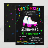 Roller skate birthday invitation - Skating party Einladung (Vorne/Hinten)