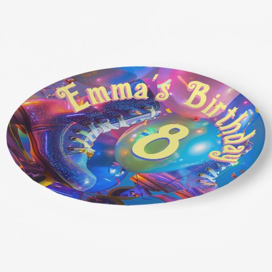 Roller Skate Birthday Party Pappteller (Schrägansicht)