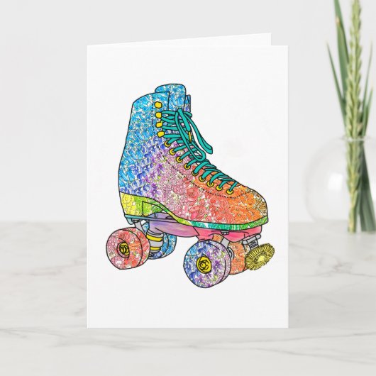 Roller-Skate-Blumenkronenkarte Karte (Vorderseite)