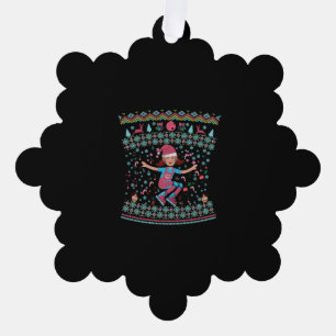Roller Skate Christmas Girl Ornament Karte