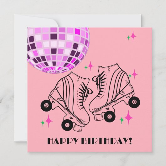 Roller Skate Derby Skaten Pink Disco Geburtstag (Vorderseite)
