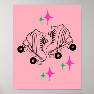 Roller-Skate Derby Skaten Pink Poster