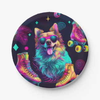 Roller Skate Disco Dog Pappteller