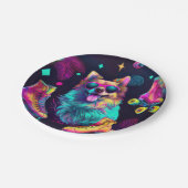 Roller Skate Disco Dog Pappteller (Schrägansicht)