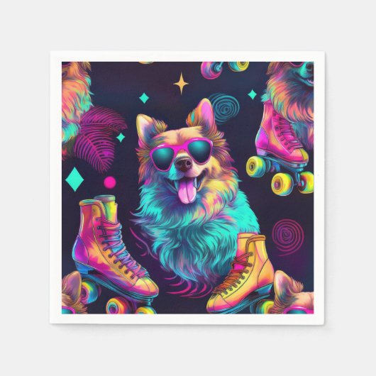 Roller Skate Disco Dog Serviette (Vorderseite)
