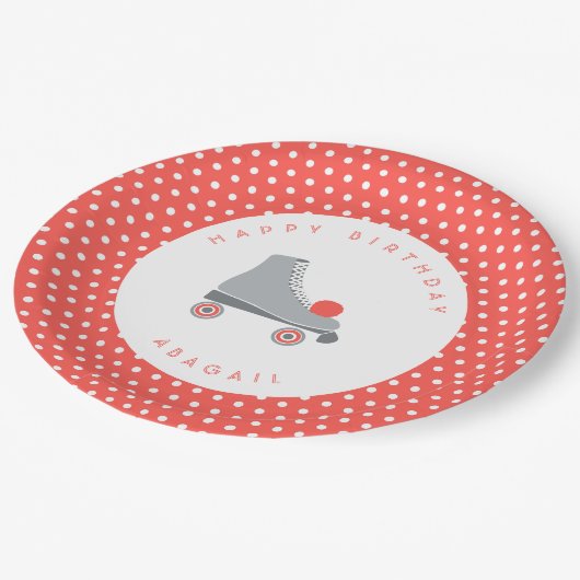 Roller Skate Dot - Koralle Pappteller (Schrägansicht)