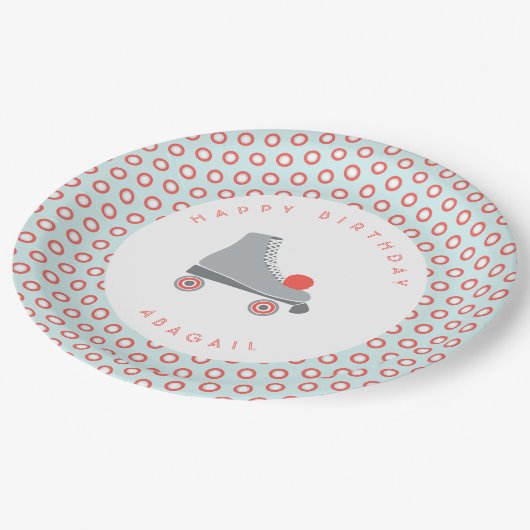 Roller Skate Dot Pappteller (Schrägansicht)