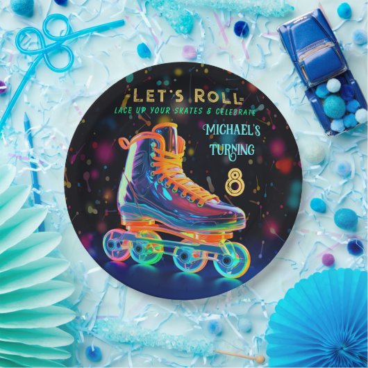 Roller-Skate, Drehmoment 8 Pappteller (Party)