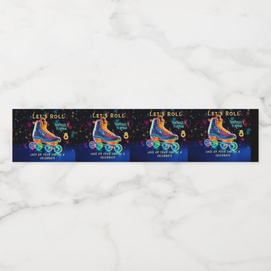 Roller-Skate, Drehmoment 8 Wasserflaschenetikett (Einzelnes Label)