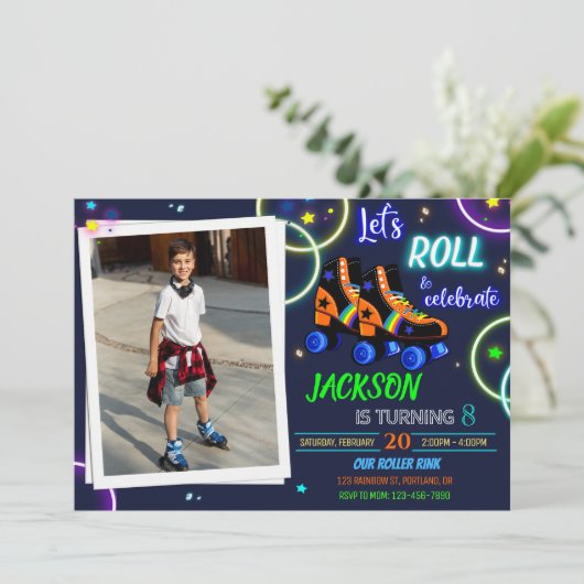 Roller Skate Einladung Foto Junge Sk8 Einladung (Stehend Vorderseite)