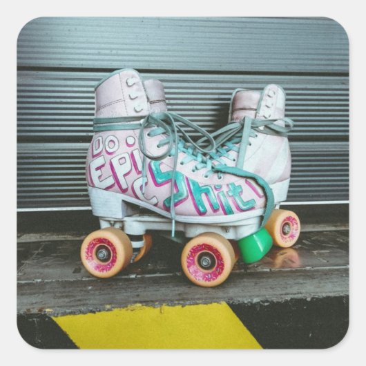 Roller-Skate Epic Quadratischer Aufkleber (Vorderseite)