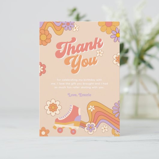 Roller Skate Geburtstag Danke Karte (Stehend Vorderseite)