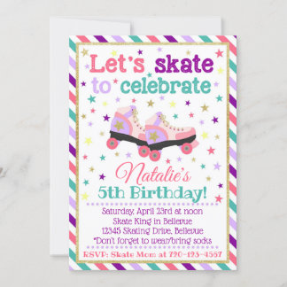 Roller Skate Geburtstagseinladung | Skate Einladun Einladung