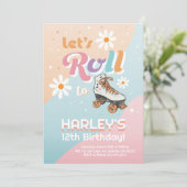 Roller Skate Geburtstagsfeier Einladung Roller Dis (Stehend Vorderseite)
