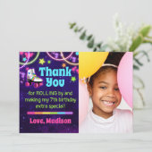 Roller Skate Geburtstagsparty Danke Karte (Stehend Vorderseite)