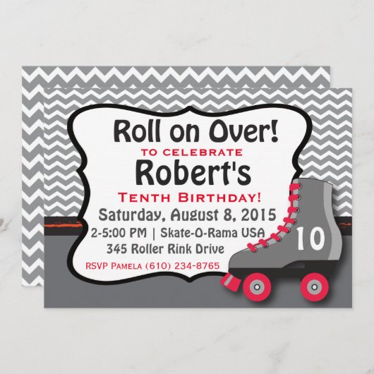 Roller Skate Geburtstagsparty Einladung (Vorne/Hinten)