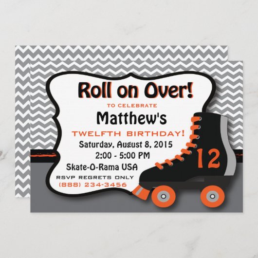 Roller Skate Geburtstagsparty Einladung (Vorne/Hinten)
