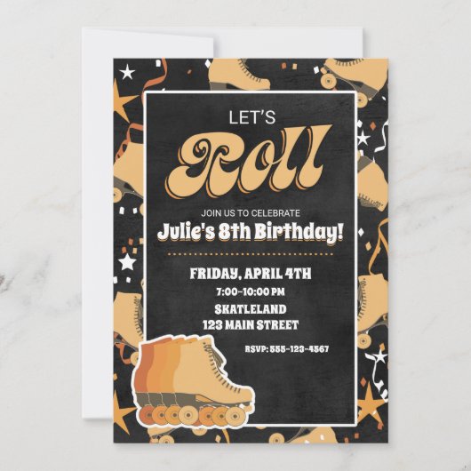 Roller Skate Geburtstagsparty Einladungen (Vorderseite)