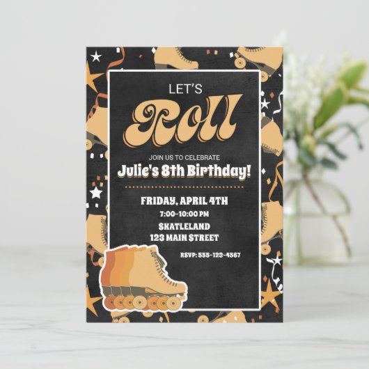 Roller Skate Geburtstagsparty Einladungen (Stehend Vorderseite)