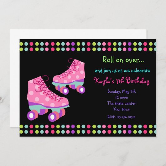 Roller Skate Geburtstagsparty Einladungen (Vorne/Hinten)