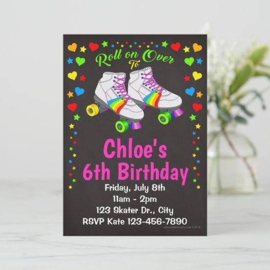 Roller Skate Geburtstagsparty Einladungen (Stehend Vorderseite)
