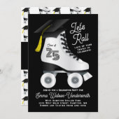 Roller Skate Graduation Party Einladung Black (Vorne/Hinten)