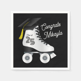 Roller Skate Graduation Party Skaten Rink Black Serviette