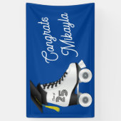 Roller Skate Graduation Party Skaten Rink Blue Banner (Vertikal)