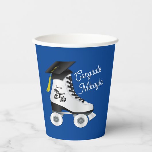 Roller Skate Graduation Party Skaten Rink Blue Pappbecher (Vorderseite)