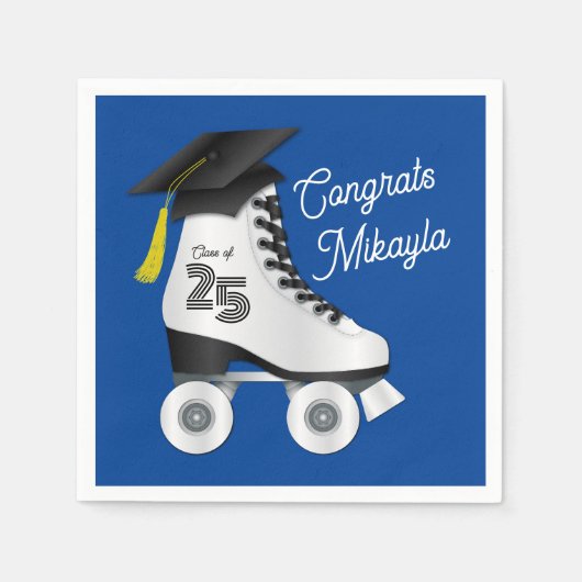 Roller Skate Graduation Party Skaten Rink Blue Serviette (Vorderseite)