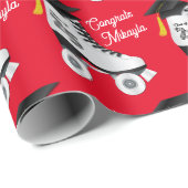 Roller Skate Graduation Party Skaten Rink Red Geschenkpapier (Rolleneckpunkt)