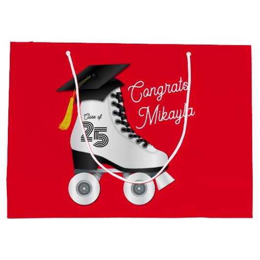 Roller Skate Graduation Party Skaten Rink Red Große Geschenktüte (Rückseite)