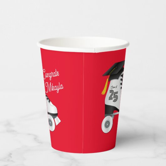 Roller Skate Graduation Party Skaten Rink Red Pappbecher (Rechts)