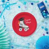 Roller Skate Graduation Party Skaten Rink Red Pappteller (Party)