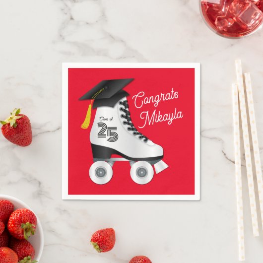 Roller Skate Graduation Party Skaten Rink Red Serviette (Beispiel)