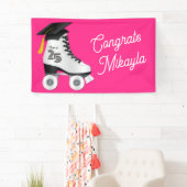 Roller Skate Graduation Party Skaten rosa Rosa Banner (Insitu)