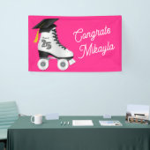 Roller Skate Graduation Party Skaten rosa Rosa Banner (Messeveranstaltung)