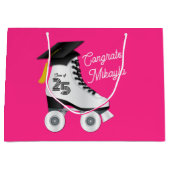 Roller Skate Graduation Party Skaten rosa Rosa Große Geschenktüte (Vorderseite)