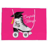 Roller Skate Graduation Party Skaten rosa Rosa Große Geschenktüte (Rückseite)