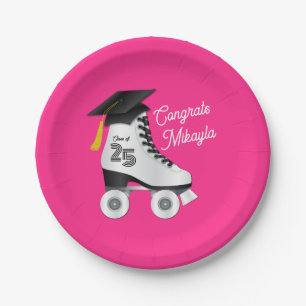 Roller Skate Graduation Party Skaten rosa Rosa Pappteller