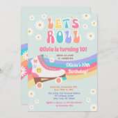 Roller Skate Groovy Daisy Geburtstagseinladungen Einladung (Vorne/Hinten)