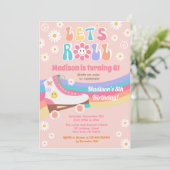 Roller Skate Groovy Retro Geburtstagseinladungen Einladung (Stehend Vorderseite)