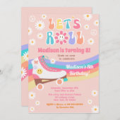 Roller Skate Groovy Retro Geburtstagseinladungen Einladung (Vorne/Hinten)