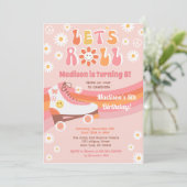 Roller Skate Groovy Retro Geburtstagseinladungen Einladung (Stehend Vorderseite)