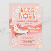Roller Skate Groovy Retro Geburtstagseinladungen Einladung (Vorne/Hinten)