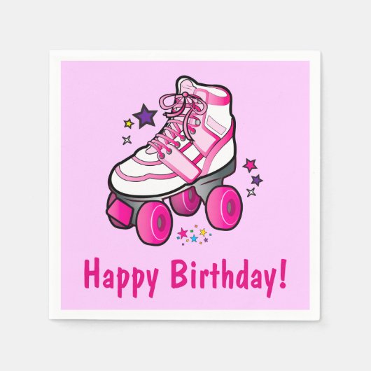 Roller Skate Happy Birthday Serviette (Vorderseite)